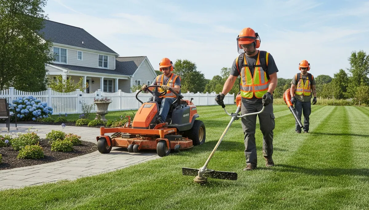 Saint Louis, MO tree service crew trimming trees for residential lawn care and property maintenance