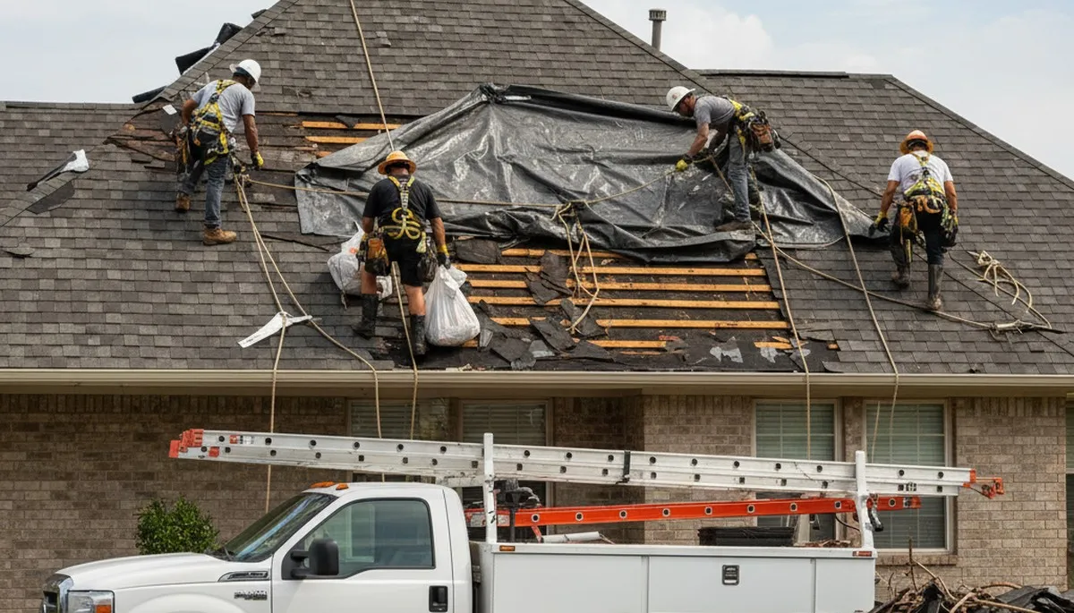 Storm damage cleanup crew removing fallen tree debris in Saint Louis, MO