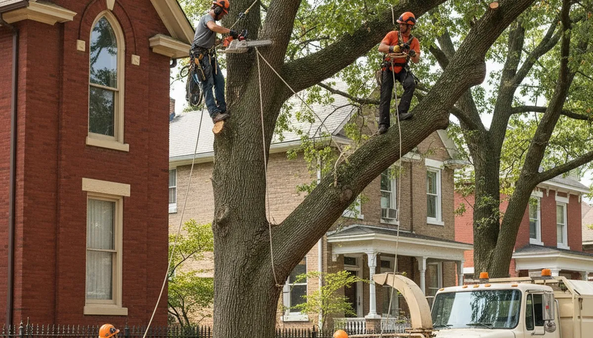 Saint Louis, MO tree service crew trimming trees for safe, professional residential care