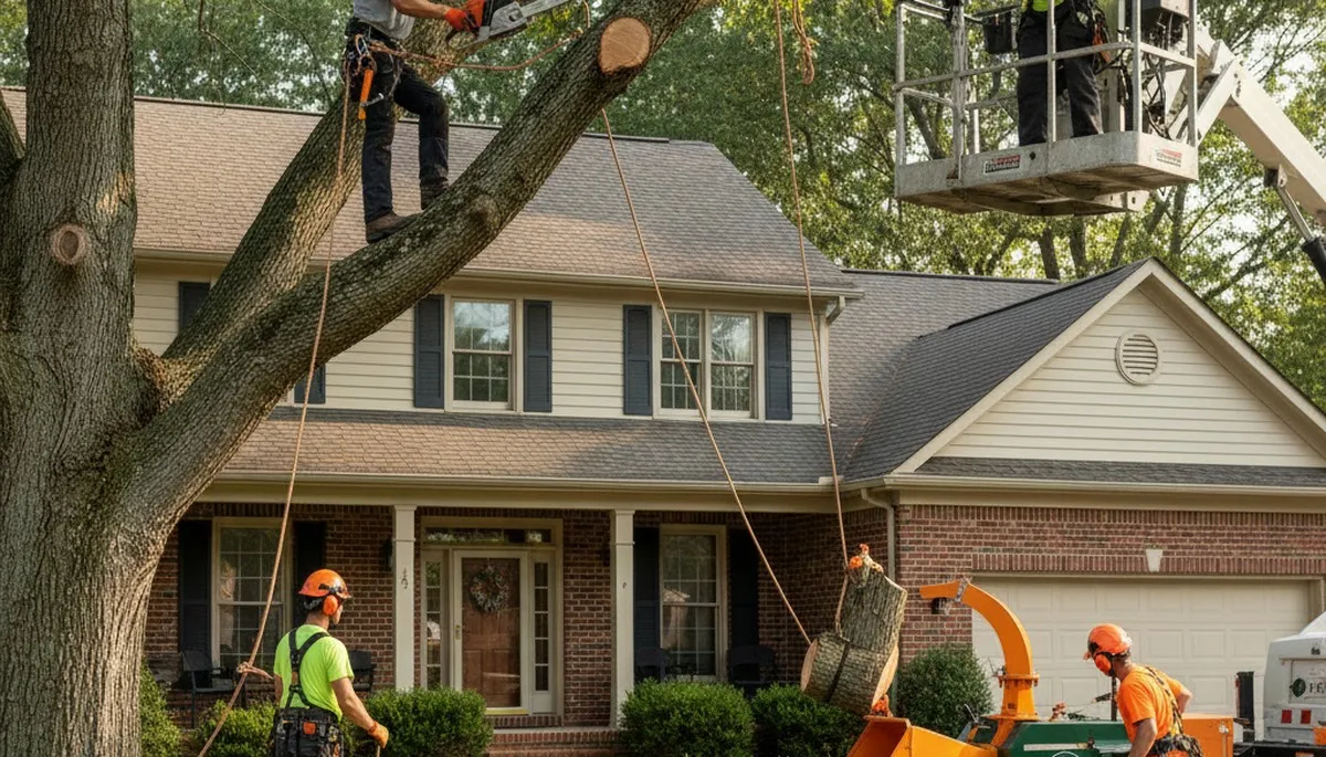 Professional tree service crew trimming trees in Saint Louis, MO for safe, precise maintenance