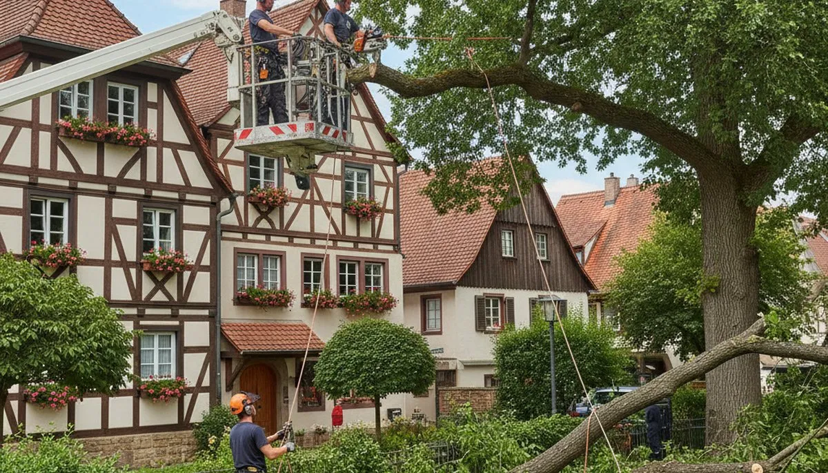 Tree service crew trimming trees in Saint Louis, MO for safe, professional maintenance